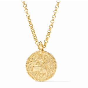 Julie Vos Coin Long Pendant Necklace 24K Gold Plated